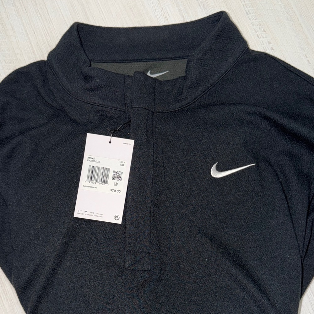 Nike Dri-Fit Fleece Black Quarter-Zip Top with White Swoosh